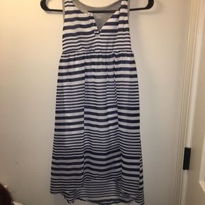 Blue and white striped dress